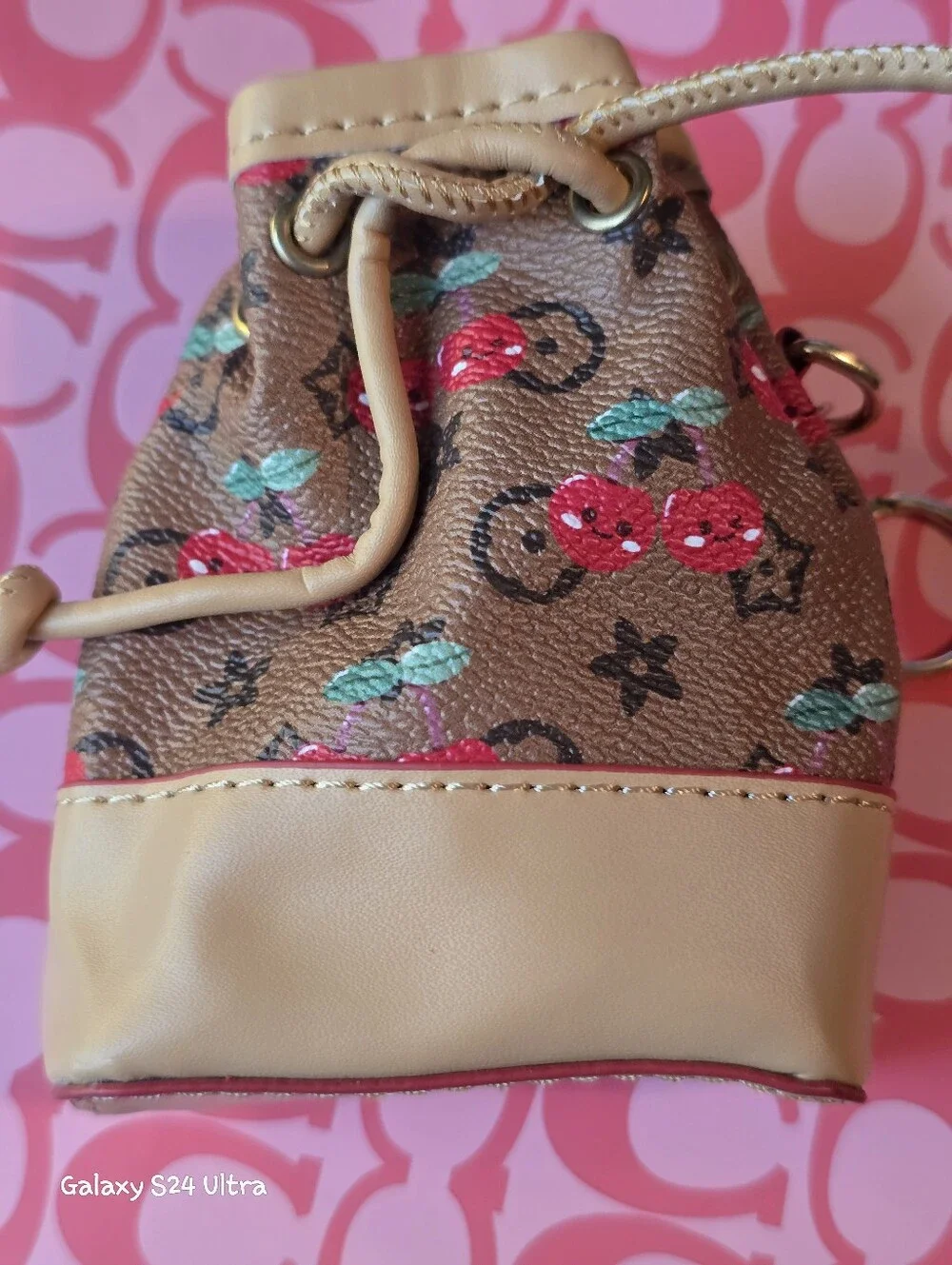 Cherry Decor Cinch Coin Pouch Bag Charm/ Keychain NEW